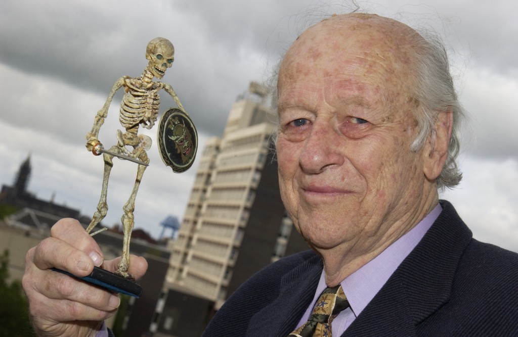 Ray Harryhausen lecture With skeleton & Middlesbrough tower